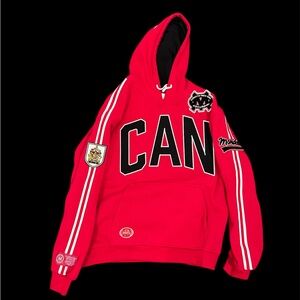 New! Mondetta Red Hoodie with Black and White Accents.